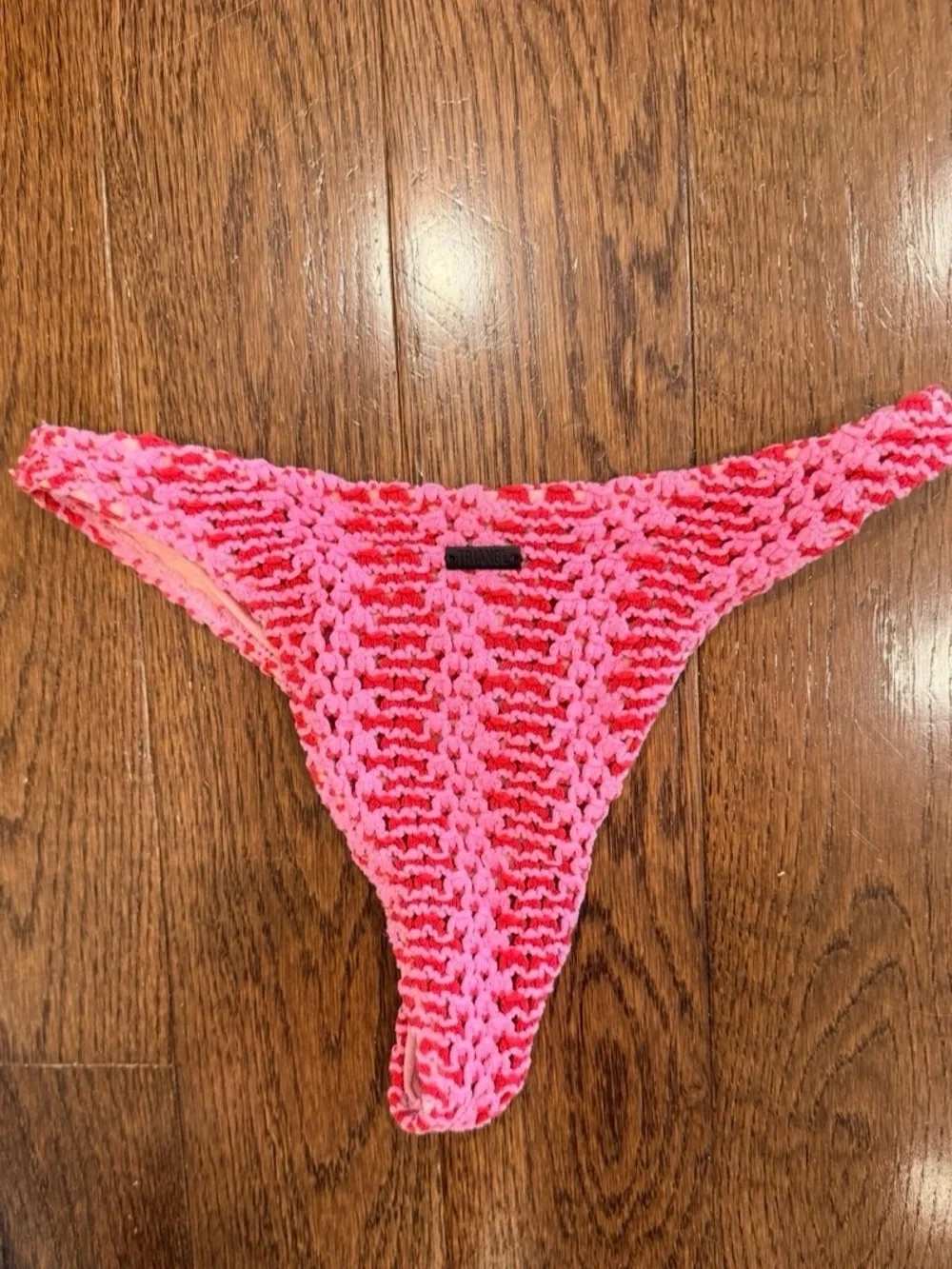 TRIANGL Pink Crochet Bikini Set – Small Top & Medium Bottom – Y2K Swimwear
